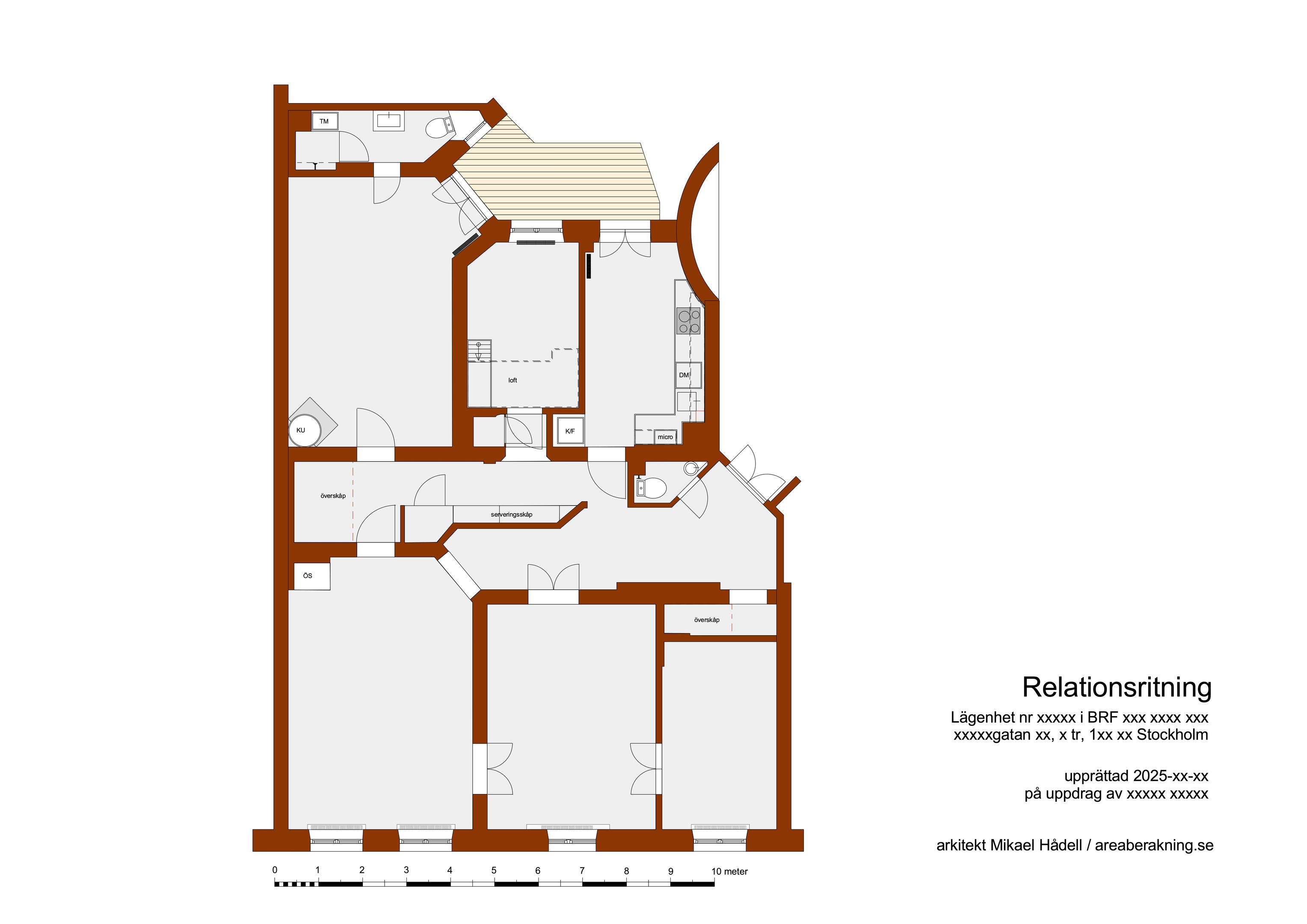 Exempel på relationsritning för en lägenhet  areaberakning.se  arkitekt Mikael Hådell