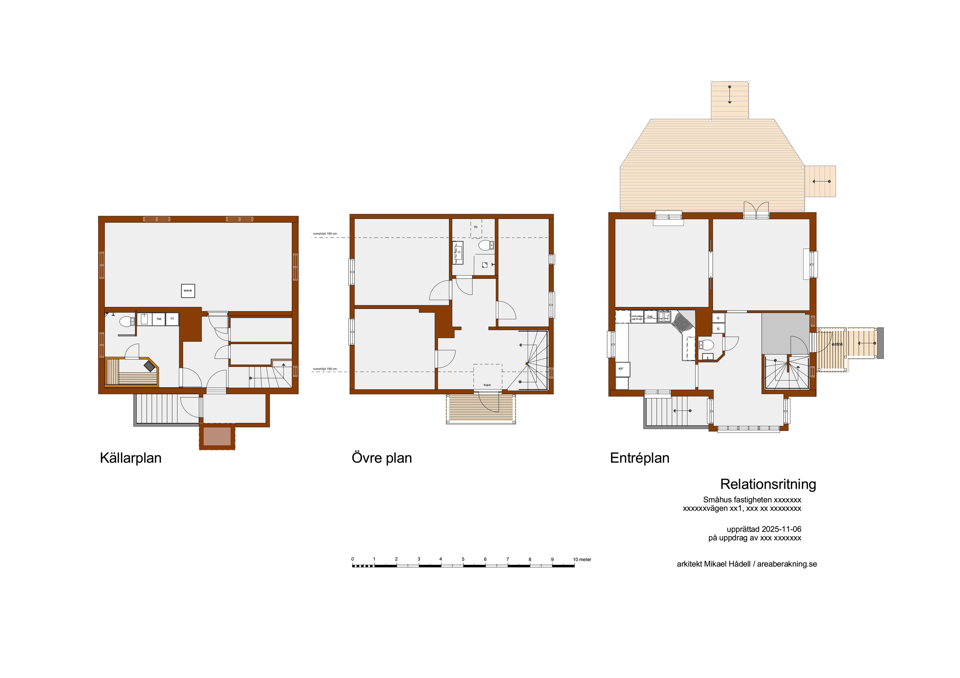 Exempel på relationsritning för en villa  areaberakning.se  arkitekt Mikael Hådell